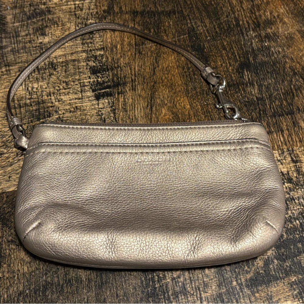 Coach Silver Clutch Sleek Minimalist Design